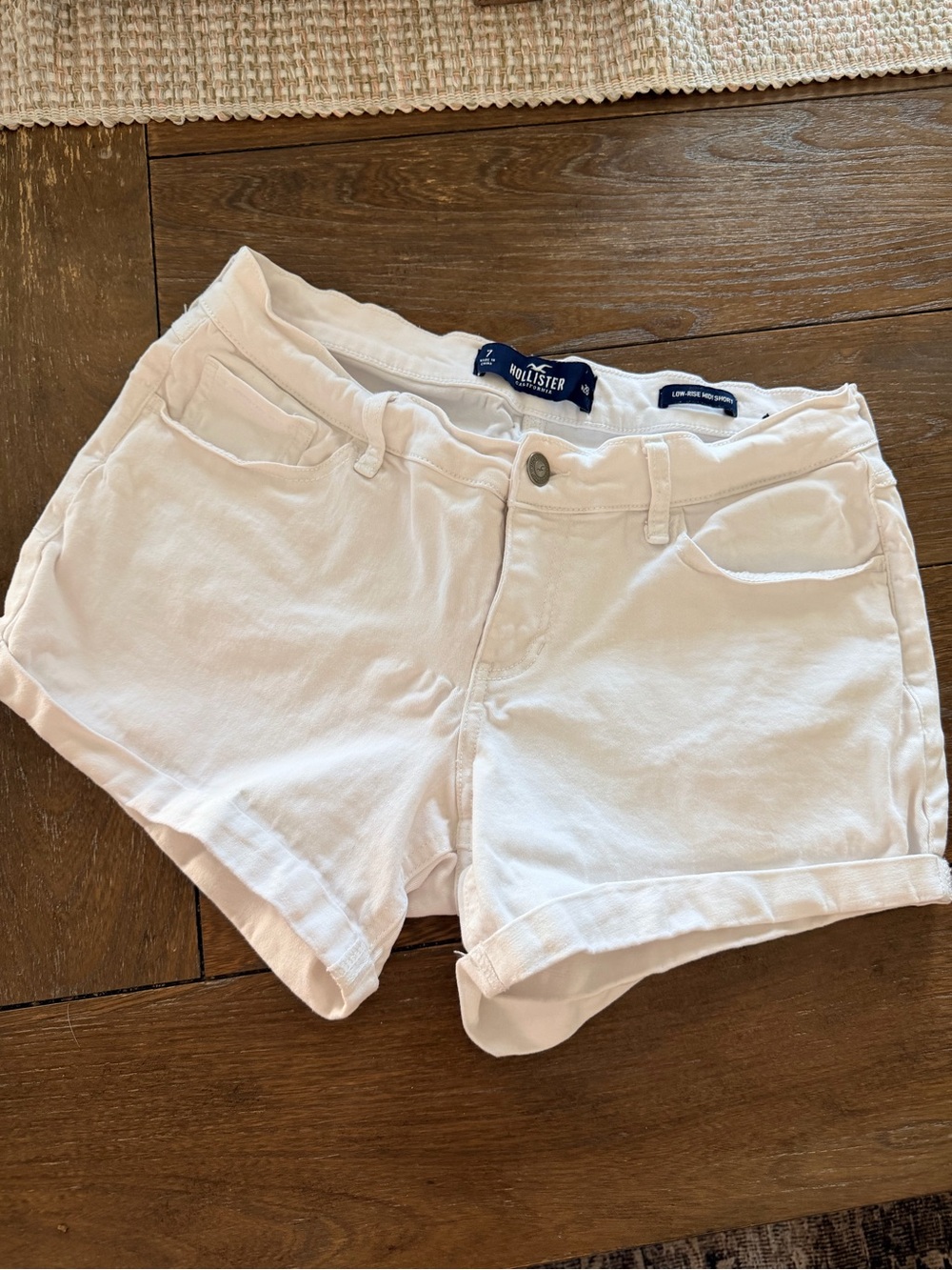 Hollister White Women's Denim Roll-Cuff Shorts